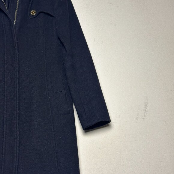 Michael Kors Wool Blend Coat Jacket Women 2P Black Full Zip Outerwear Fall Gold - Picture 11 of 16